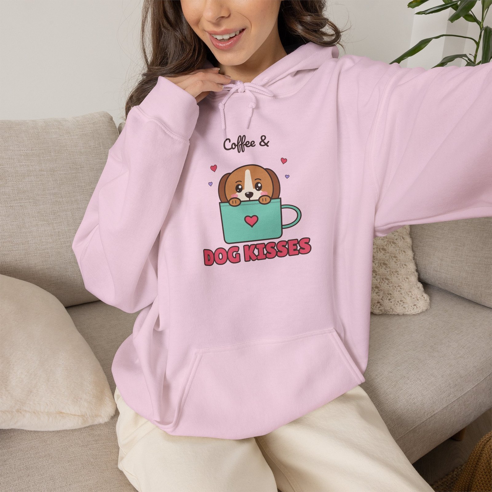 Coffee & Dog Kisses Unisex Hoodie | Cute Dog Mom Gift for Coffee Lovers - Image 17