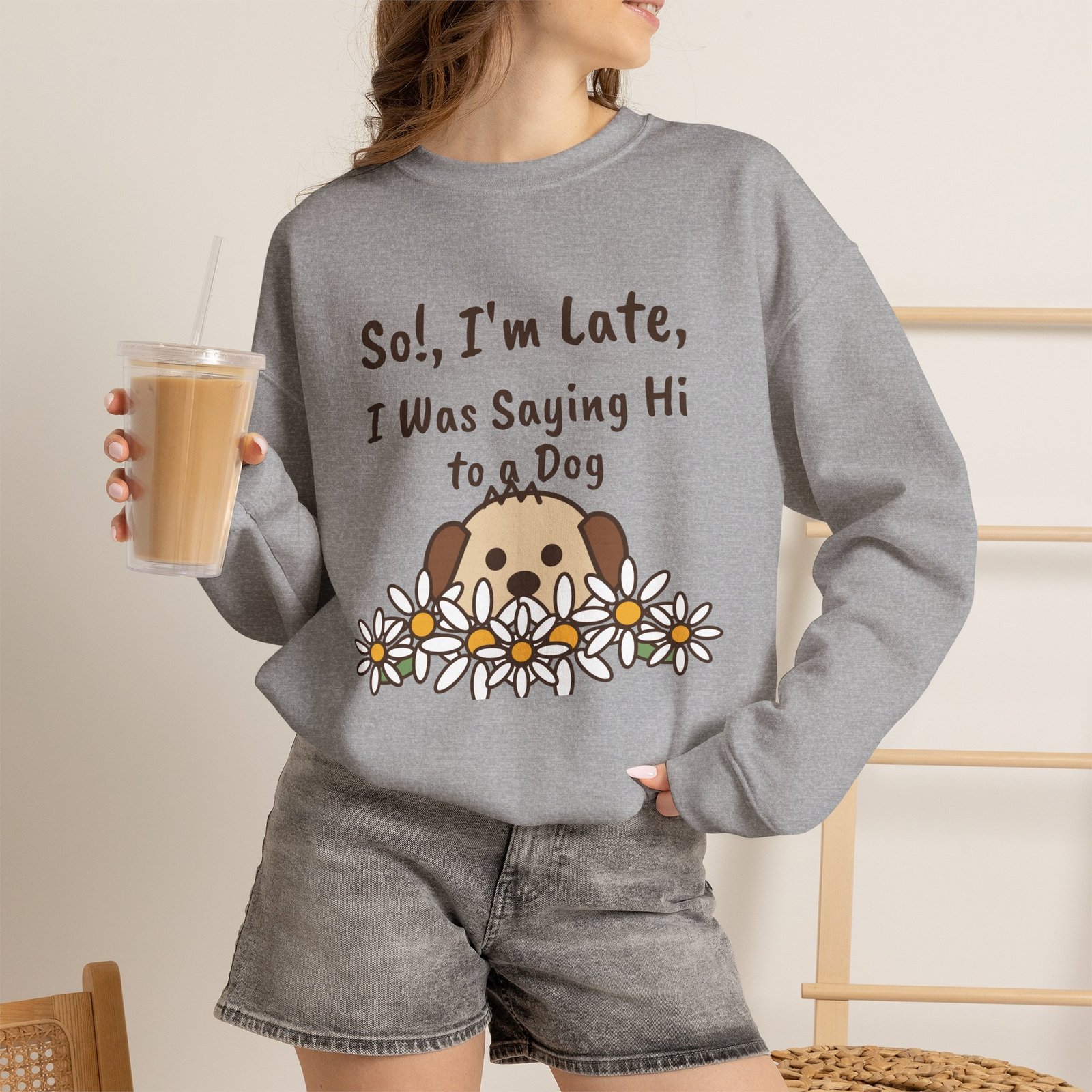 So!, I'm Late Crewneck Sweatshirt | Funny Dog Lover Gift - Image 8