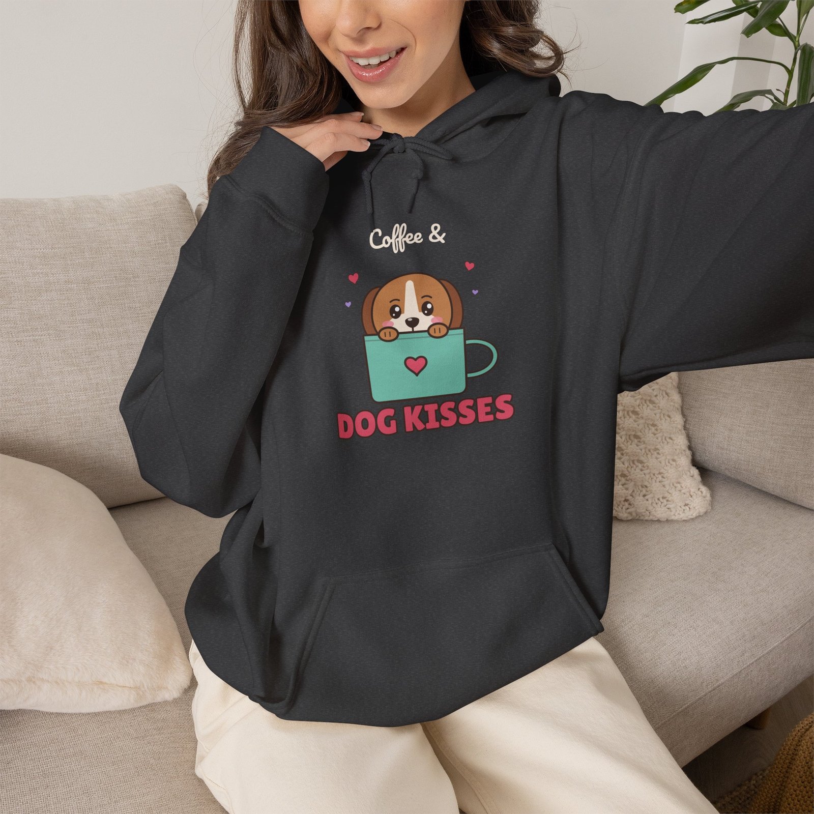 Coffee & Dog Kisses Unisex Hoodie | Cute Dog Mom Gift for Coffee Lovers - Image 11