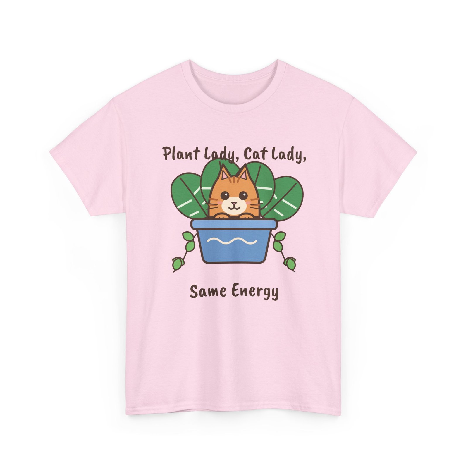 Plant Lady, Cat Lady, Same Energy Unisex T-Shirt | Cute Cat and Houseplant Gift - Image 11