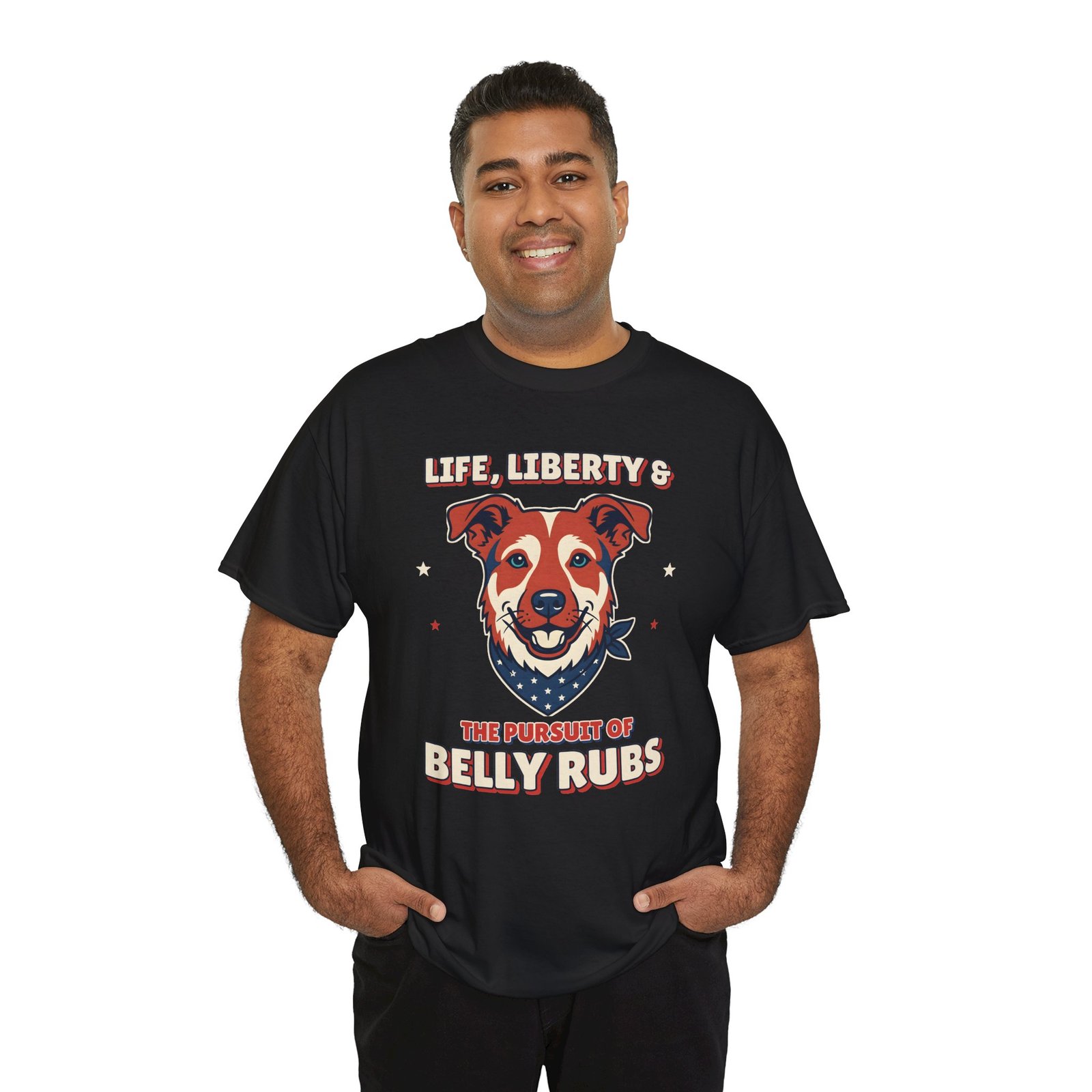 Life, Liberty & the Pursuit of Belly Rubs Unisex T-Shirt | Patriotic Dog Lover Gift - Image 4