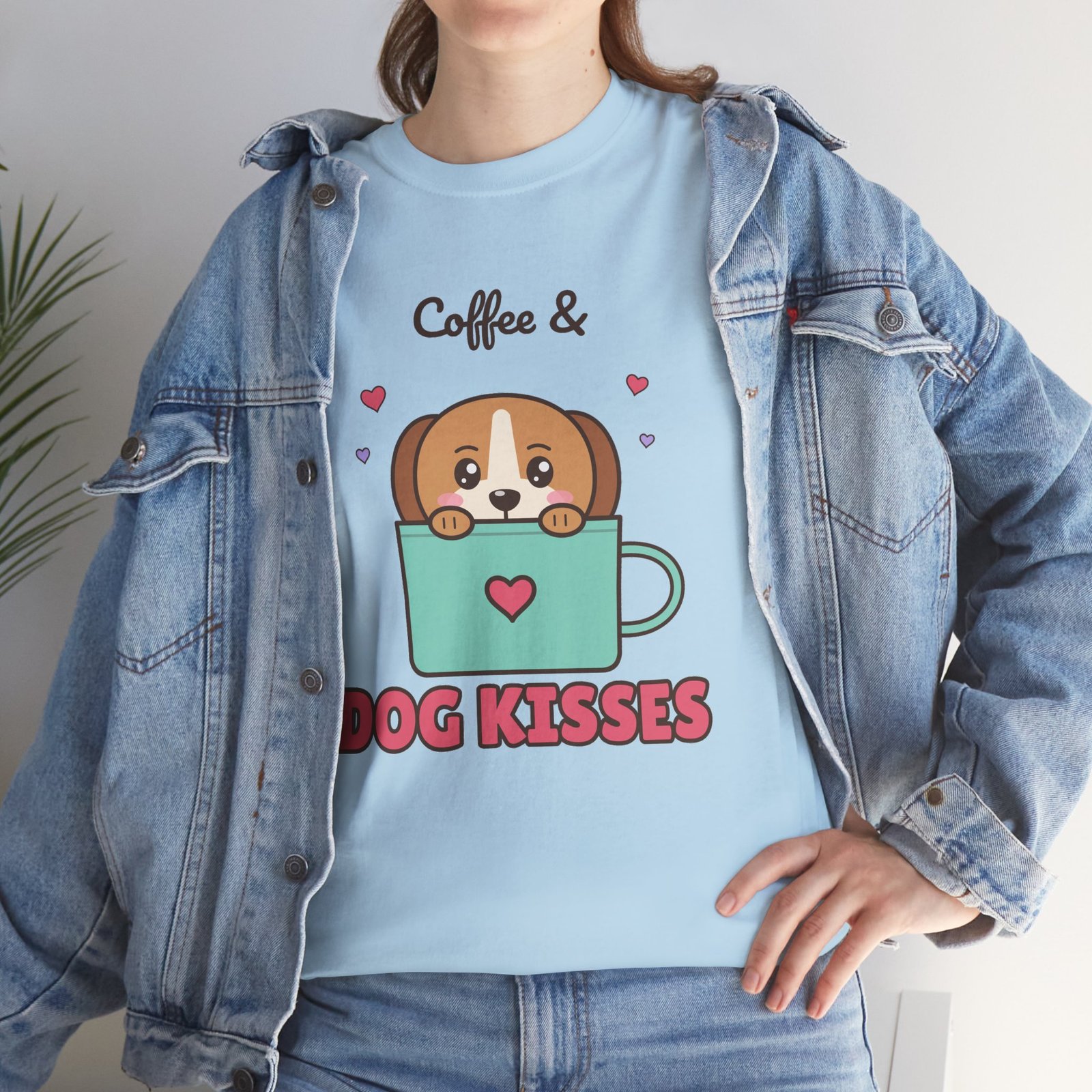 Coffee & Dog Kisses Unisex T-Shirt | Cute Dog Mom Gift for Coffee Lovers - Image 15