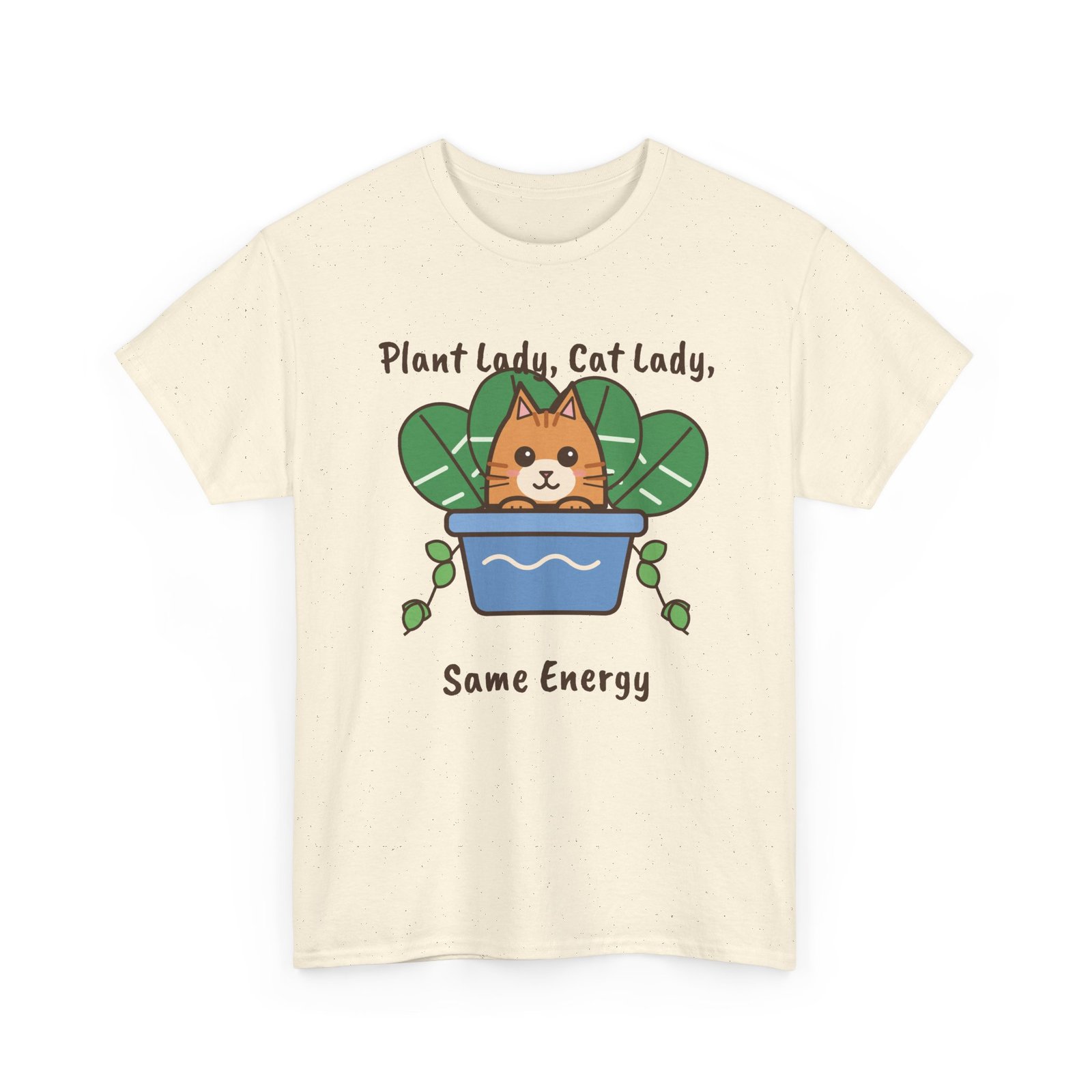 Plant Lady, Cat Lady, Same Energy Unisex T-Shirt | Cute Cat and Houseplant Gift - Image 5