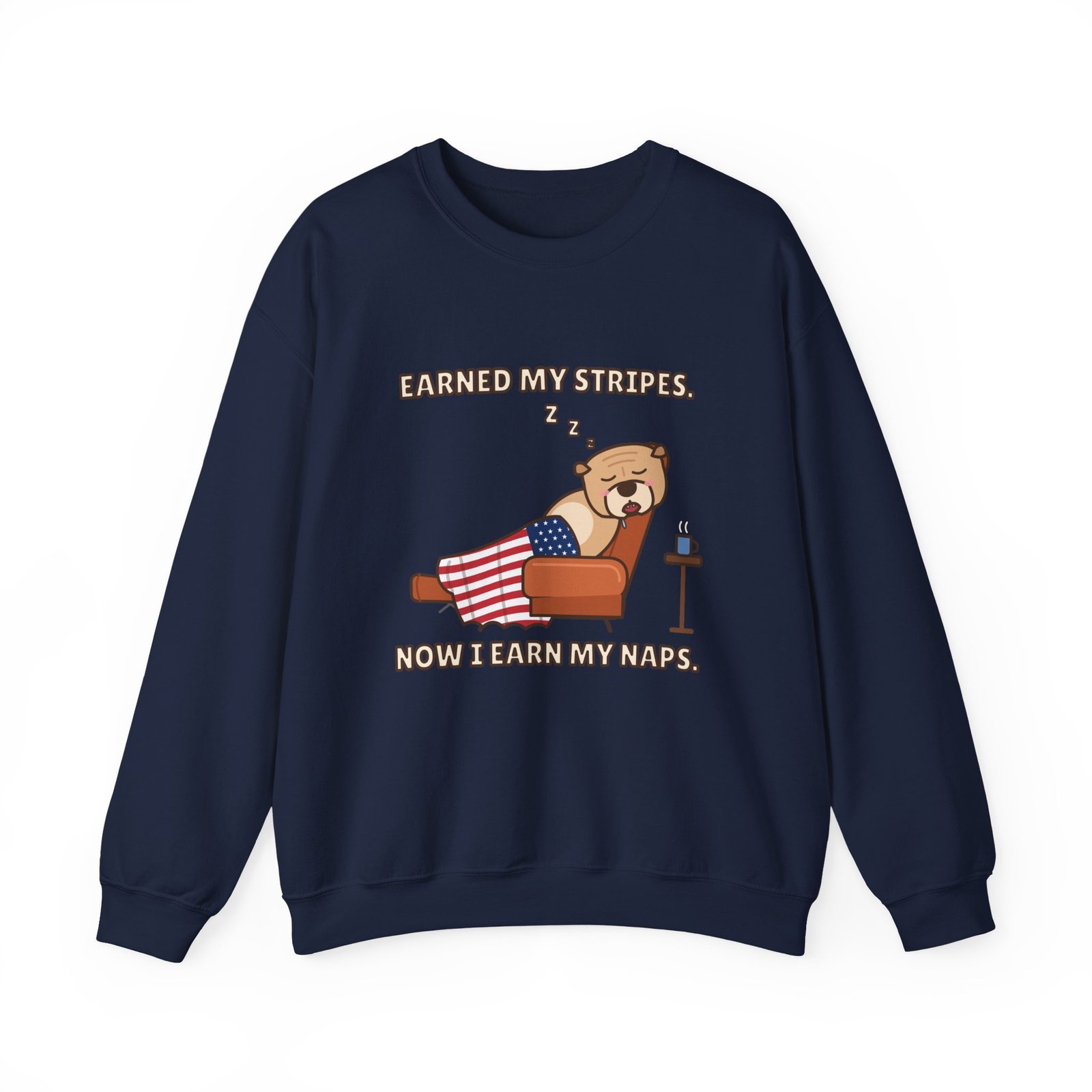 Earned My Stripes. Now I Earn My Naps. Crewneck Sweatshirt | Funny Grandpa Nap Gift - Image 11
