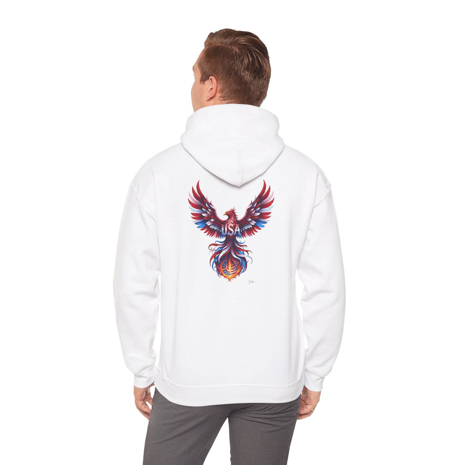 Patriotic Eagle American Flag Colors USA Unisex Hoodie - Image 4