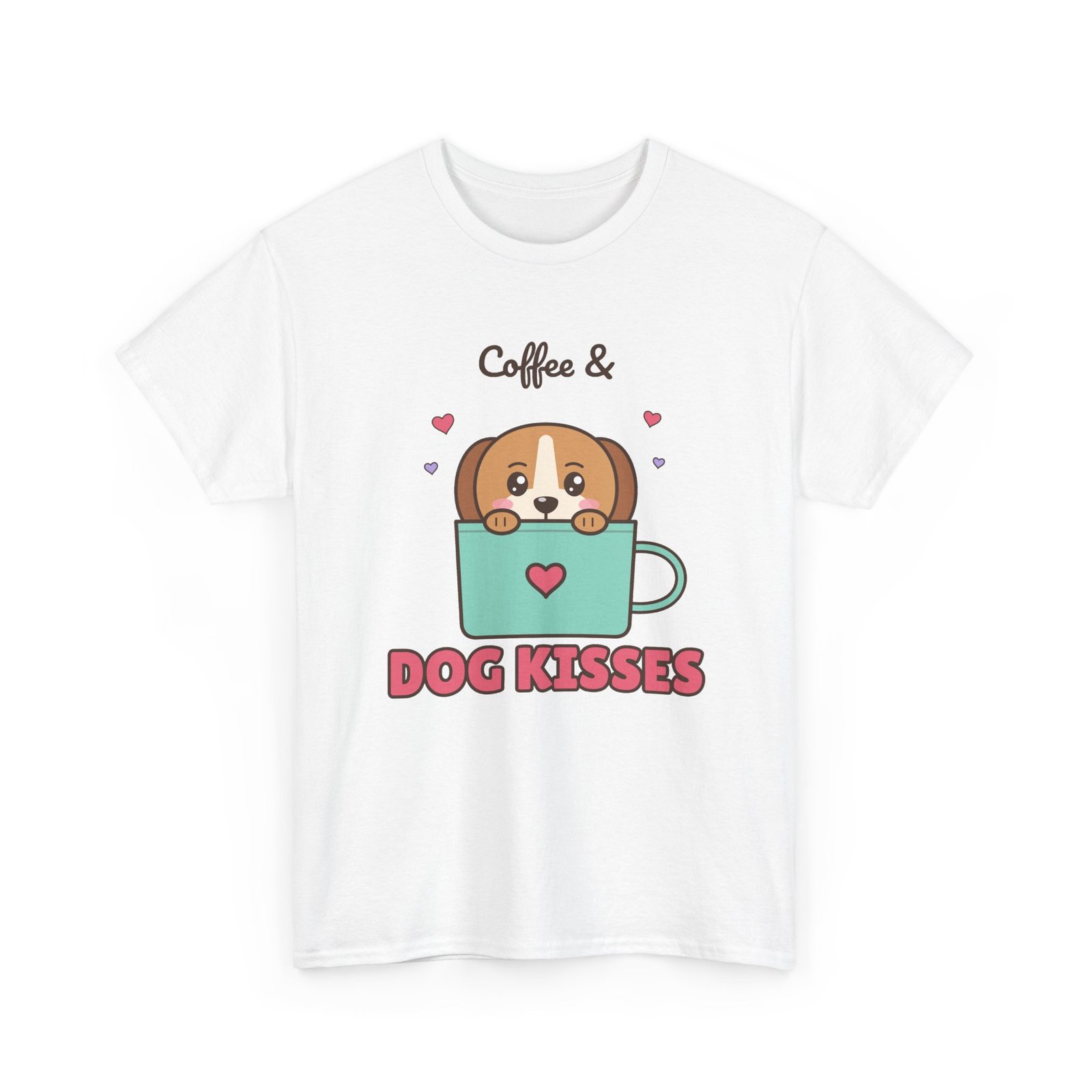 Coffee & Dog Kisses Unisex T-Shirt | Cute Dog Mom Gift for Coffee Lovers