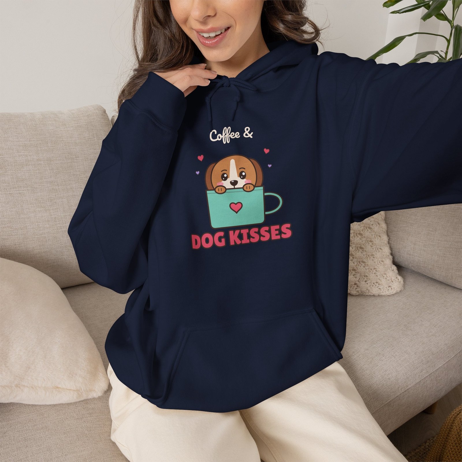 Coffee & Dog Kisses Unisex Hoodie | Cute Dog Mom Gift for Coffee Lovers - Image 14