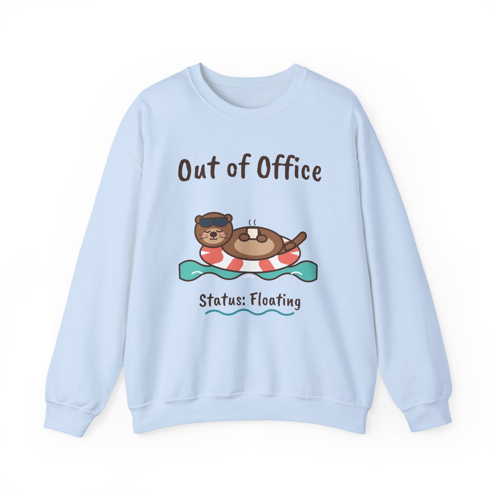 Out of Office: Floating Crewneck Sweatshirt | Funny Otter Vacation Gift - Image 9