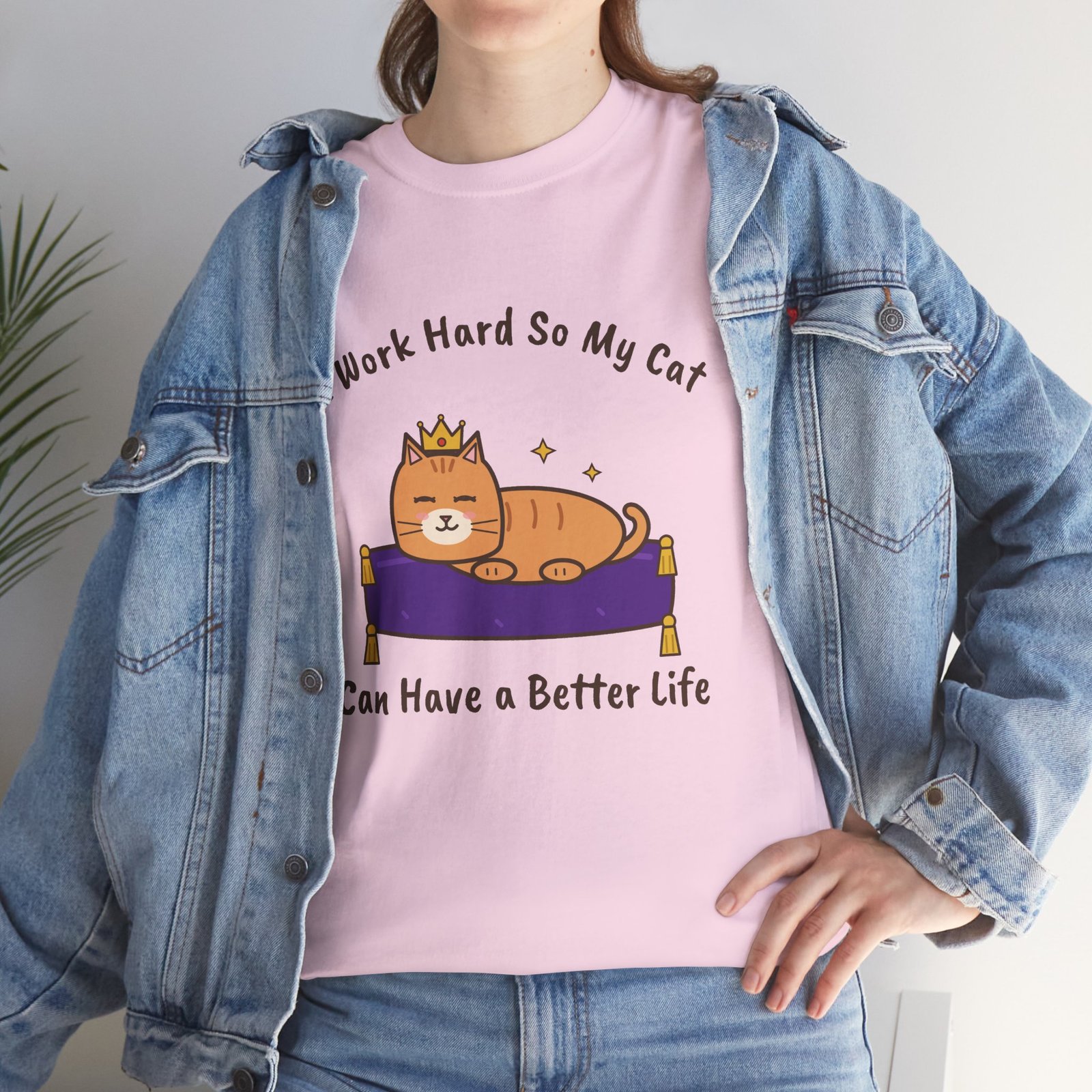 I Work Hard So My Cat Can Have a Better Life Unisex T-Shirt | Funny Cat Owner Gift - Image 12