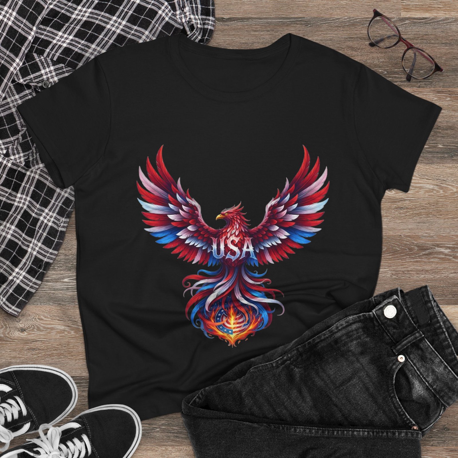 Patriotic Eagle American Flag Colors USA Women's Tee Shirt - Image 11