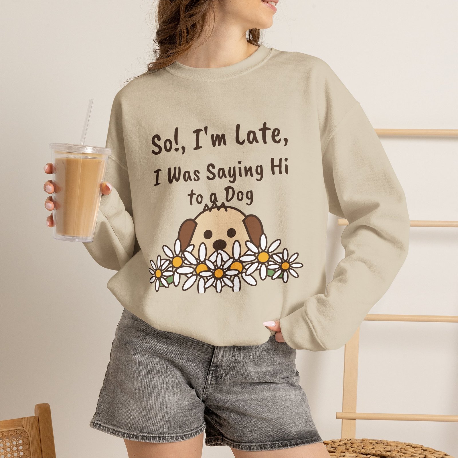 So!, I'm Late Crewneck Sweatshirt | Funny Dog Lover Gift - Image 6